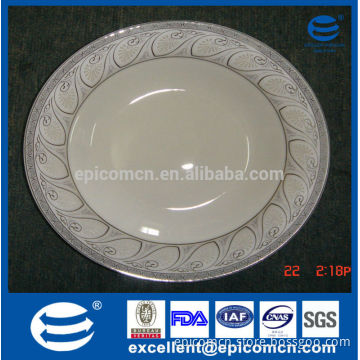 10.5"/27cm new bone china porcelain dinner plates with silver prints at the edge of the plate